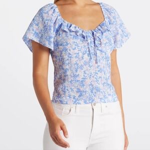 Lush Floral Cropped Blouse Size S